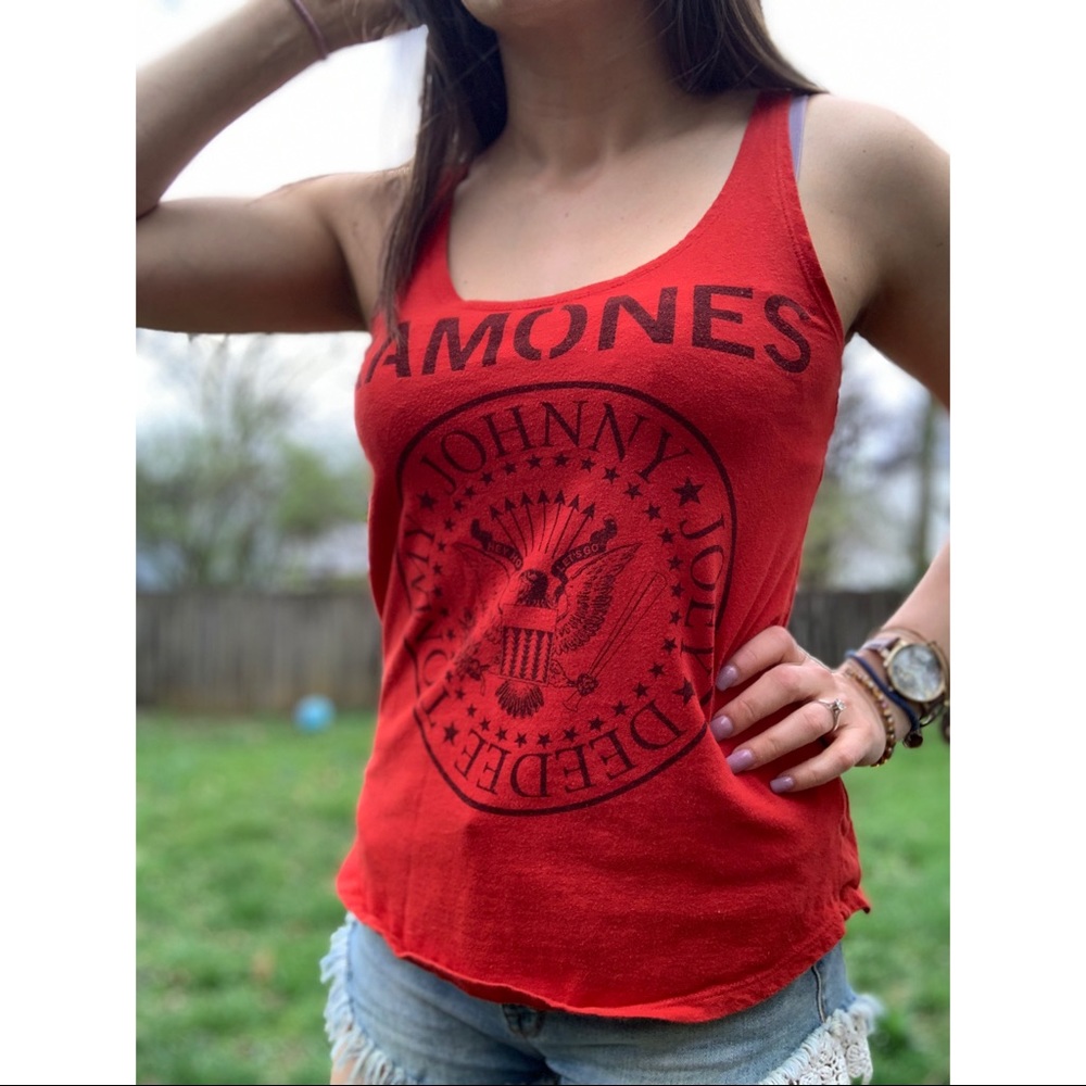 Ramones rock&roll red tank